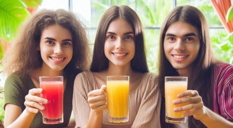 Beber diferentes jugos de frutas